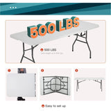 Pazidom 6FT Folding Table, Heavy Duty Plastic Table Portable Fold-in-Half Utility Table Indoor Outdoor Picnic Table w/Handle & Lock for Camping BBQ Party Wedding Market Events, 500LBS Pazidom