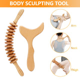 JUNRA 4 PCS Wood Therapy Massage Tools, Lymphatic Drainage Massager Maderoterapia Kit Wood Therapy Tools for Body Shaping Sculpting JUNRA