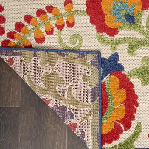 Nourison Home Aloha Indoor/Outdoor Multicolor 6' x 9' Area Rug, Easy Cleaning, Non Shedding, Bed Room, Living Room, Dining Room, Backyard, Deck, Patio (6x9) Nourison