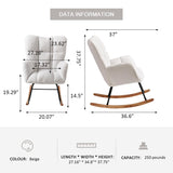 Ugijei Nursery Rocking Chair, Teddy Upholstered Glider Rocker with High Backrest Armchair, Modern Rocking Accent Chairs for Nursery, Living Room, Bedroom, Offices (Ivory) Ugijei