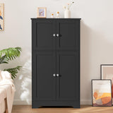 Iwell Natural Rattan Storage Cabinet with 4 Doors and Adjustable Shelf Iwell