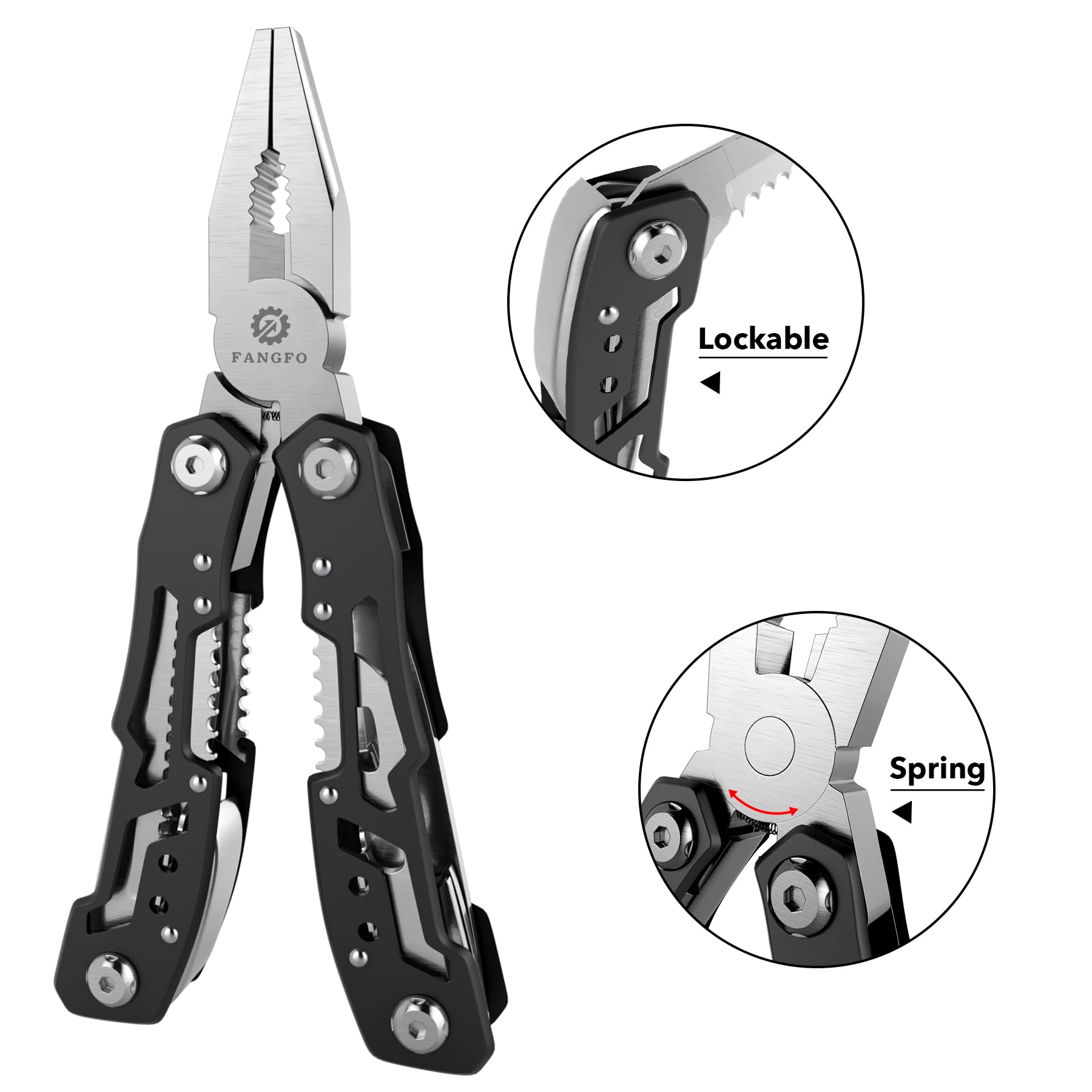 14-In-1 Multitool with Safety Locking, Professional Stainless Steel Multitool Pliers Pocket Knife, Bottle Opener, Screwdriver with Nylon Sheath ，Apply to Survival,Camping, Hunting and Hiking - WoodArtSupply