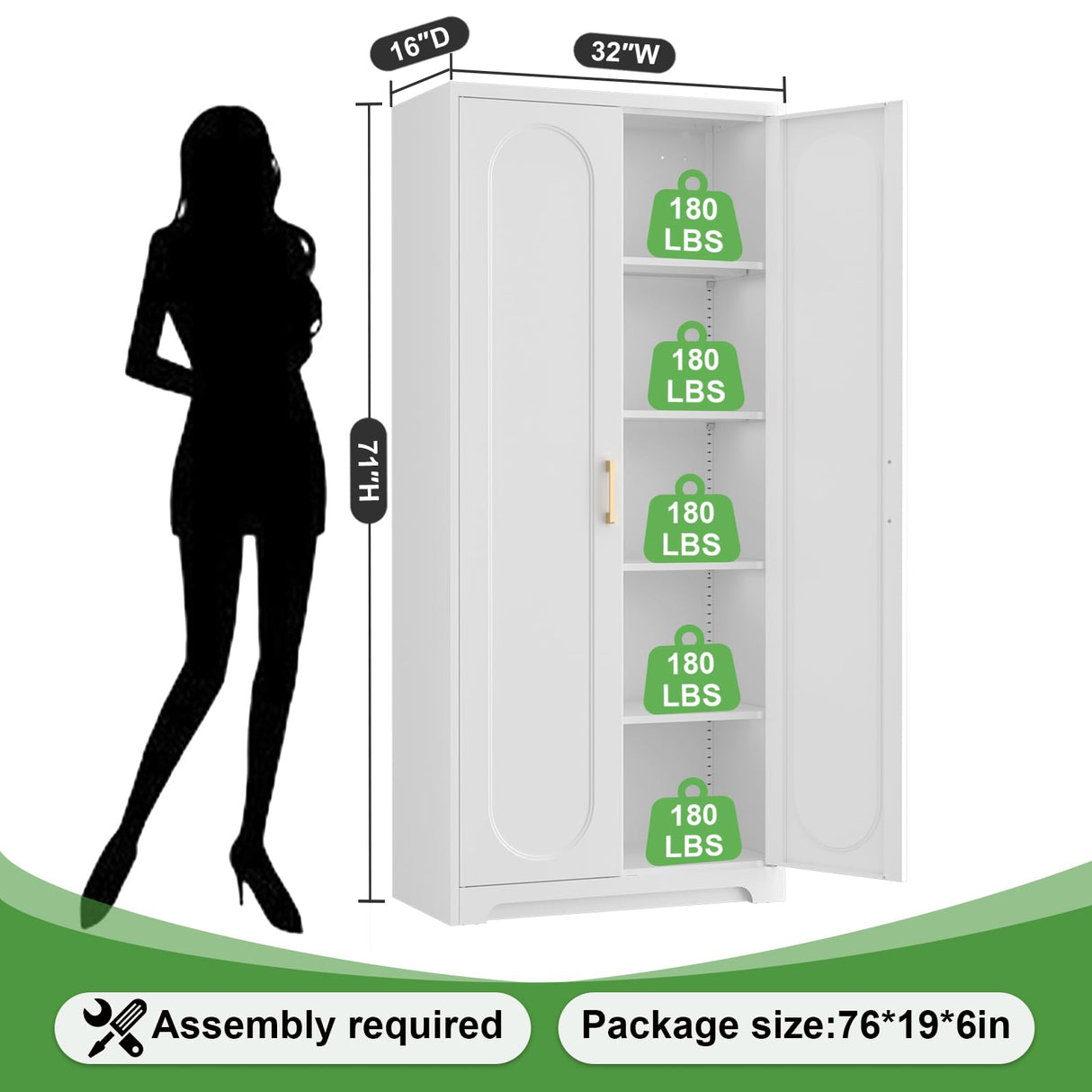 TIMELESS PIECES Kitchen Pantry Cabinet，Pantry Storage Cabinet， 71" Tall Kitchen Storage Cabinets with Doors and 4 Adjustable Shelves，Metal Food Pantry Cabinet for Kitchen, Livingroom TIMELESS PIECES