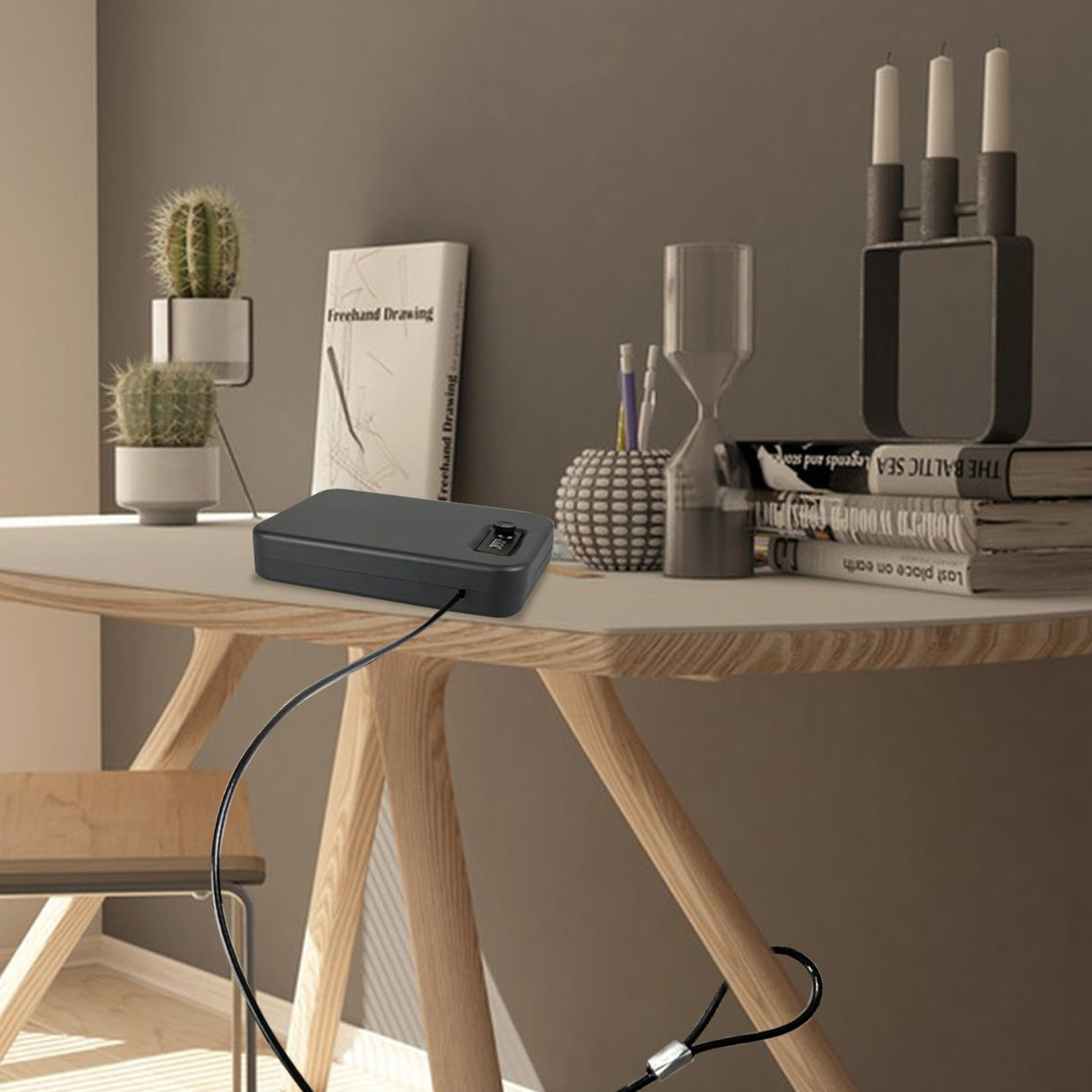 YIYITOOLS Pistol Safe, Portable Travel Gun Safe, Handgun Lock Box with Combination Lock for Home Desk Bedside Car, Black YIYITOOLS