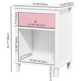 kikiumi White Nightstand,Night Stand with Pink Drawer,2-Tier Bed Side Table with Storage,Wood Bedside Table,Small Night Stands for Bedrooms Modern/Simple (1,Pink) kikiumi