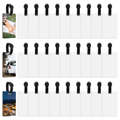 30 Pcs Sublimation Luggage Tag Blanks Travel Bag Tags Blank Suitcase Label Tags Name Tag with Strap Travel ID Tags for DIY Travel Suitcase Sports Bags SynHHergyx