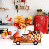 DULEFUN Halloween Fall Wooden Table Sign Decorations Double-sided Halloween and Thanksgiving Gnome Truck Sign Tabletop Ornaments for Autumn Harvest Party Home Farmhouse Decorations Supplies DULEFUN