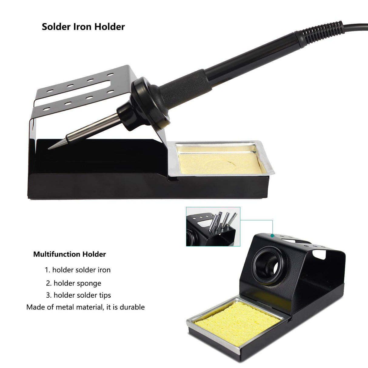 Soldering Iron Station, 936A 60W Soldering Station Kits with 5 Soldering Round Tips, Solder Wire, Tweezers, Desoldering Pump and Rework Station Kit for Electronics (Black) Swft Huo