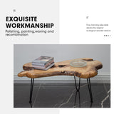 BTEOBFY Live Edge Coffee Table, Natural Living Room Coffee Table with Clear Lacquer Finish and Metal Hairpin Legs,Unique Desktop BTEOBFY