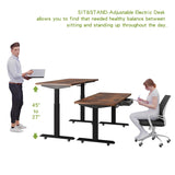 Radlove Dual Motors Height Adjustable 63 x 30'' Electric Standing Desk with Drawer Stand Up Table 4 Memory Keys, Computer Desk with Splice Board Home Office Desk, Rustic Brown Top + Black Frame Radlove
