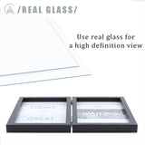 AEVETE 5x7 Picture Frames Double Hinged Wood Folding Photo Frames Vertical with Real Glass Front, Black AEVETE