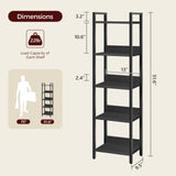 MAHANCRIS 5-Tier Bookshelf, Bookcase, Shelves Organizer for Small Spaces, Storage Shelf Organizer, for Living Room, Bedroom, Study, Balcony, Black BKHB5501 MAHANCRIS