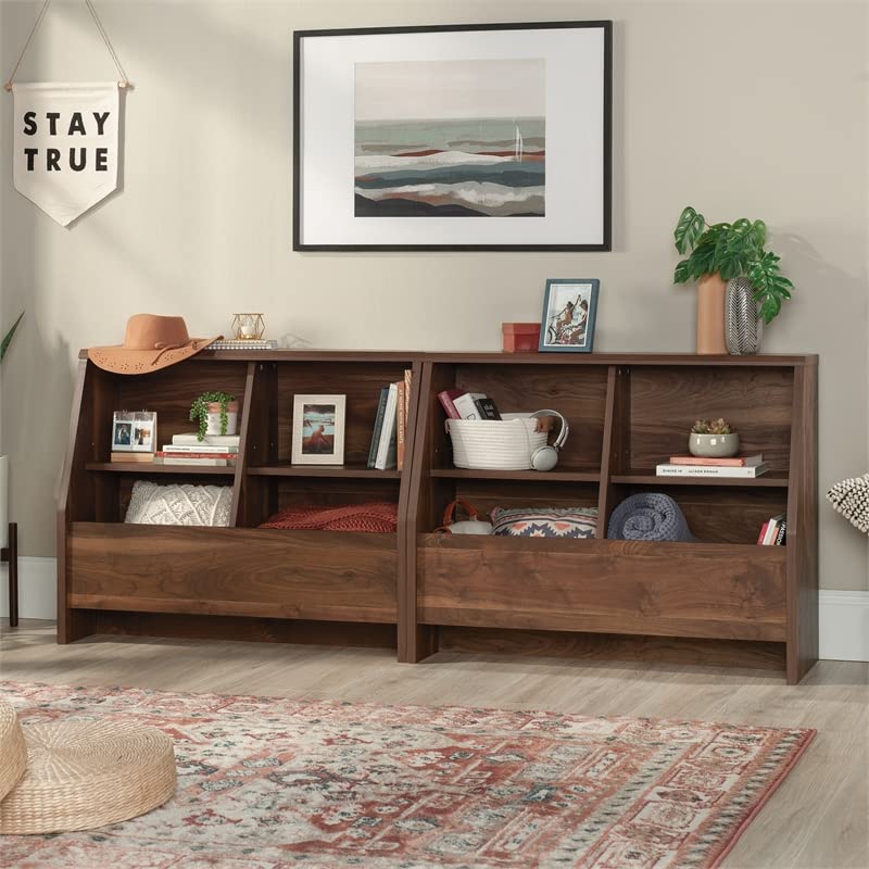 Sauder Willow Place Dual-Purpose Footboard Bookcase in Grand Walnut Finish - WoodArtSupply