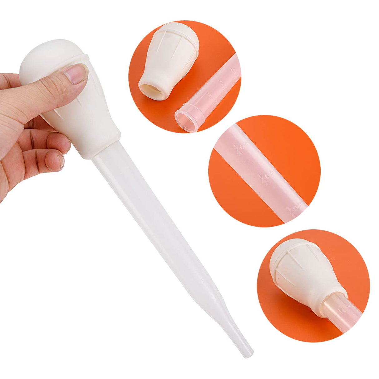 TXIN 5 Pieces 30ml/1oz Turkey Baster with 5 Cleaning Brush, Plastic Syringe Baster with Silicone Pump Head, Heat-resistant Meat Marinade Injector with Measurments for BBQ Grill Baking Kitchen Cooking TXIN