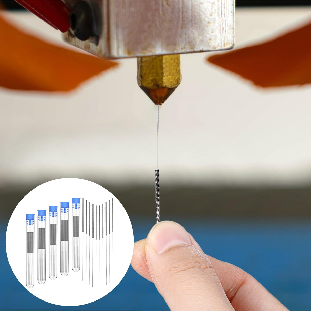 50Pcs 3D Printer Nozzle Cleaning,0.4mm Stainless Steel Needle Cleaner with Storage Bottle,3D Printer Accessories for Cleaning 3D Printer Nozzles Tucnoeu