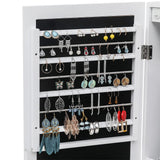 Full Length Mirror Jewelry Cabinet - 4-Layer Shelf Wall Mounted Jewelry Organizer with 8 LED Lights - Jewelry Armoire with Mirror And 6 Drawers - Wall and Door Hanging Jewelry Organizer - White WEI WEI GLOBAL