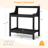 ONBRILL Potting Bench Table, HDPS Potting Bench with 4 Side Hooks, All-Weather Garden Table Work Station, Outdoor Potting Table for Porch, No Rust, No Fade, No Break, 360lbs Capacity (Black, Large) ONBRILL