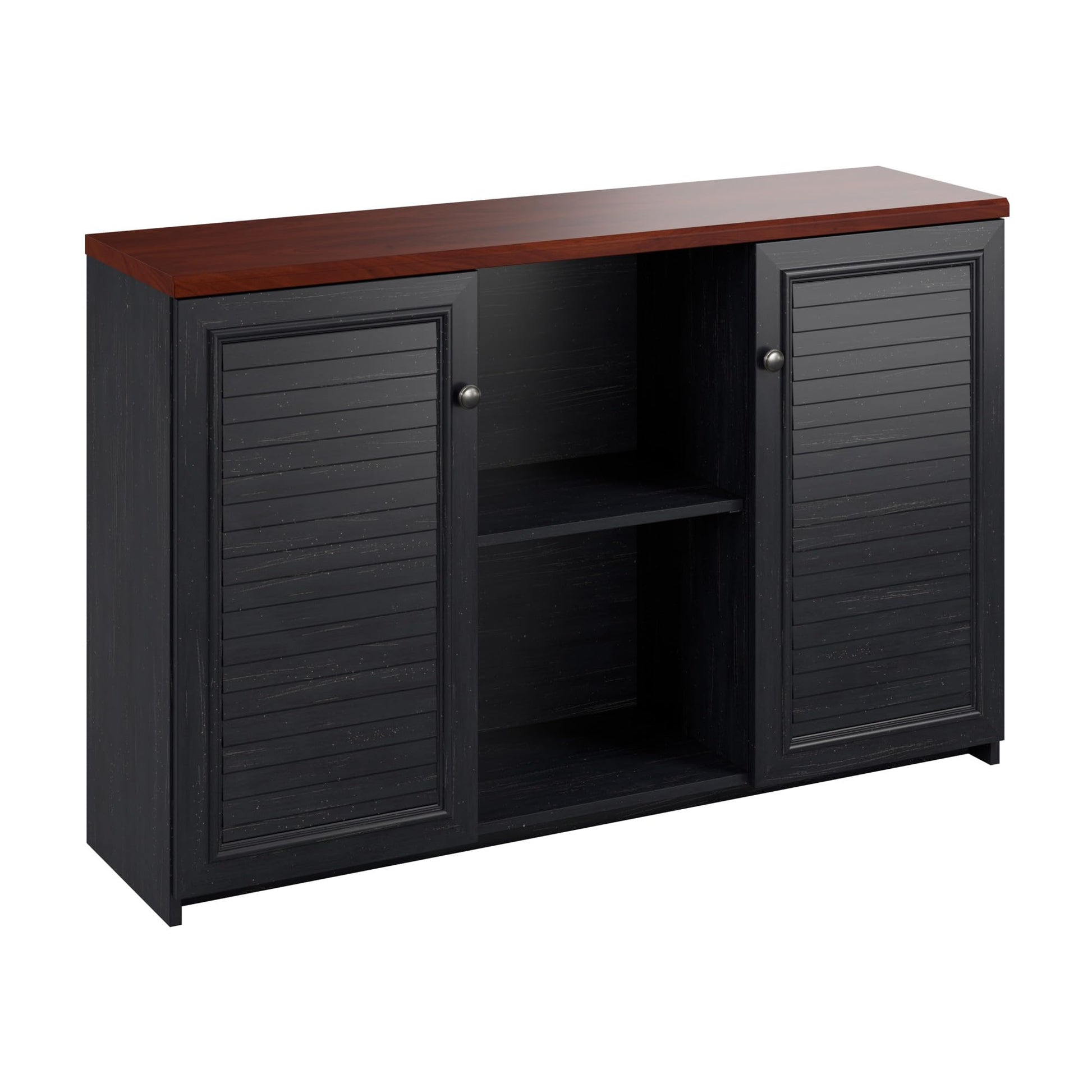 Bush Business Furniture Fairview Antique Black Accent Cabinet with Doors and Adjustable Shelves - WoodArtSupply