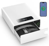 EAMIRUO Small Handgun Safe for Pistol Unlock with Fingerprint/Keypad/Key/App, Slide-Away Gun Lock Box Biometric Pistol Safe for Nightstand Bedside (White) EAMIRUO