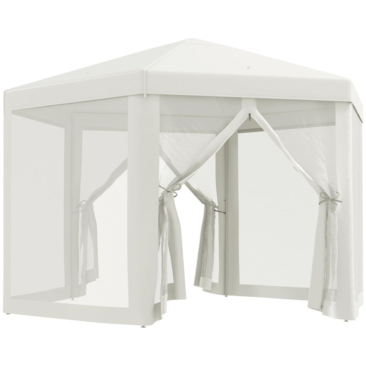 Outsunny 13' x 11' Canopy Tent, Sun Shelter with Protective Mesh Screen Walls, Hexagon Outdoor Tent for Parties, Cream White Outsunny