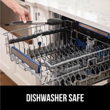 Gorilla Grip Stainless Steel Heat Resistant Kitchen Tongs for Cooking, 9 + 12 Inch, Set of 2 BBQ Tong, Non Scratch Silicone Tip for Pan, Strong Grip, Grab Food, Toss Salad, Air Fryer, Pull Lock, Black Gorilla Grip