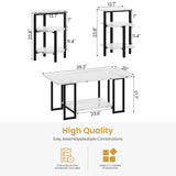 AWQM Faux Marble Table Set,Coffee Table&2 Side Table, Faux Marble Tabletop and Metal Frame,3 Piece Table Sets, for Living Room Apartment,White & Black AWQM