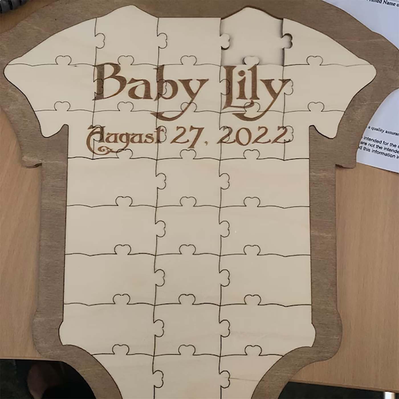 Lollory Personalized Wooden Baby Shower Guestbook, Custom Baby Grow Puzzle Guest Book Baby Shower Keepsake Botanical Baby Guest Book Alternative Guestbook Jigsaw Puzzles Baby Gift - WoodArtSupply