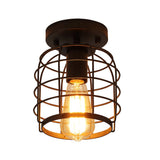 Create For Life® Industrial Vintage Flush Mount Ceiling Light,Rustic Metal Cage Pendant Lighting Lamp Fixture for Hallway Stairway Kitchen Garage, E26, Black Painting Finish Create For Life