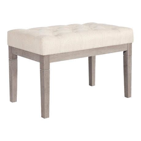 CangLong 27.5 inch Wide Rectangle Ottoman Bench, Tufted Fabric Footrest with Wood Leg for Living Room, Bedroom & Entry, Beige CangLong