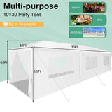 HOTEEL Party Tent 10x30, Tents for Parties with 8 Removable Sidewalls, Waterproof Patio Gazebo, Outdoor Tent for Weddings and Events Hoteel
