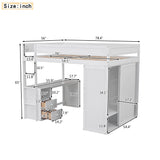 Polibi White Full Size Loft Bed with Wardrobe and 2-Drawer Desk Polibi