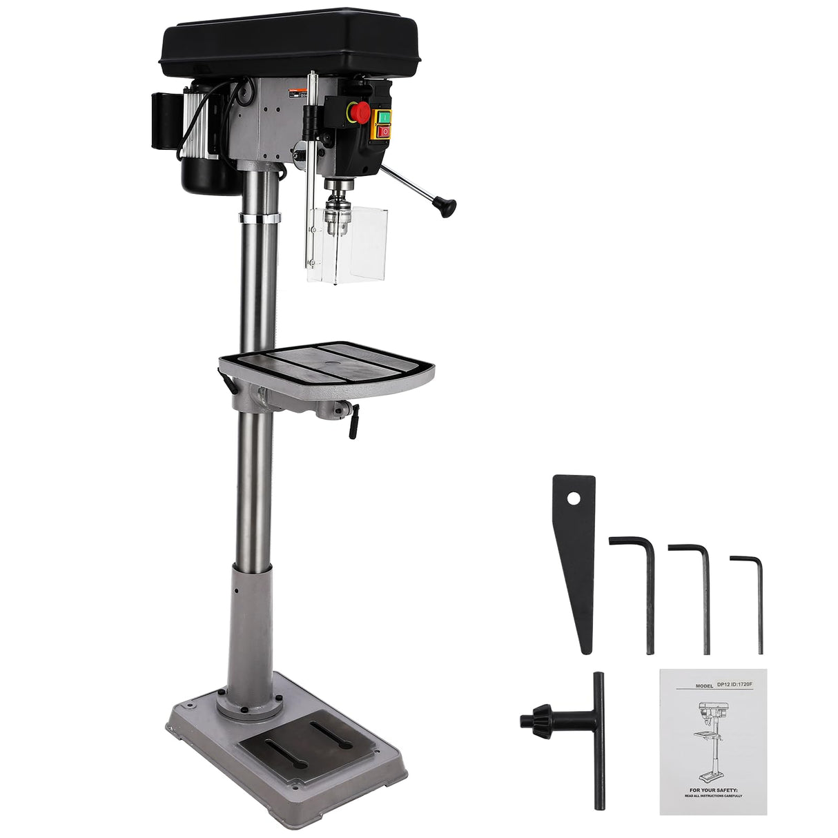 17 in Floor Drill Press with Swing-away Safety Guard, 12 Amp 120V Pure Copper Motor, 200-3630 RPM Variable Speed, 0-45° Tilting Worktable, Tabletop Drilling Machine for Wood Metal CuisinAid