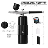 Airbrush Kit with Compressor Portable Airbrush Kit 48PSI High-Pressure Non-Clogging Air Brush Set Cordless Rechargeable with 0.3mm Nozzle and Cleaning Brush for Painting,Nail Art, Makeup (black) CBVCBV