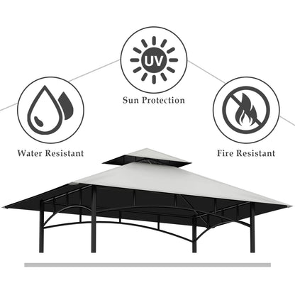 COVBOARD Grill Gazebo Replacement Top, 5 * 8 Outdoor BBQ Gazebo Top Cover, Double Layer BBQ Gazebo Top Canopy for Model #L-GG001PST-F(Gary)