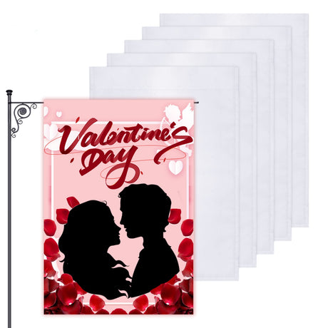 Anglecai 6Pcs Blank Garden Flags, Polyester, White-6P, Holiday, 12x18 inch, DIY Lawn Garden Flags for Embroidery Yard Home Decoration Anglecai