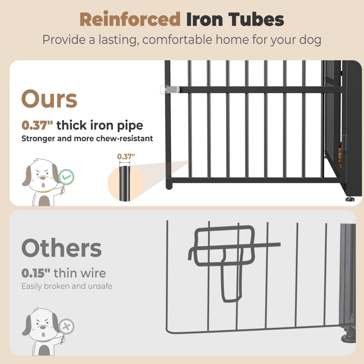 Lyromix 48'' L-Shaped Corner Dog Crate Furniture Large Breed with Double Rooms for 2 Dogs,Wooden Dog Crate End Table Indoor with Removable Divider for Medium to Large Dogs, Can Use Separately Lyromix