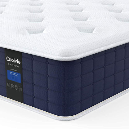 Coolvie Full Mattress, 10 Inch Hybrid Mattress Full Size, Individual Pocket Springs with Memory Foam, Bed in a Box, Cooler Sleep with Pressure Relief and Support