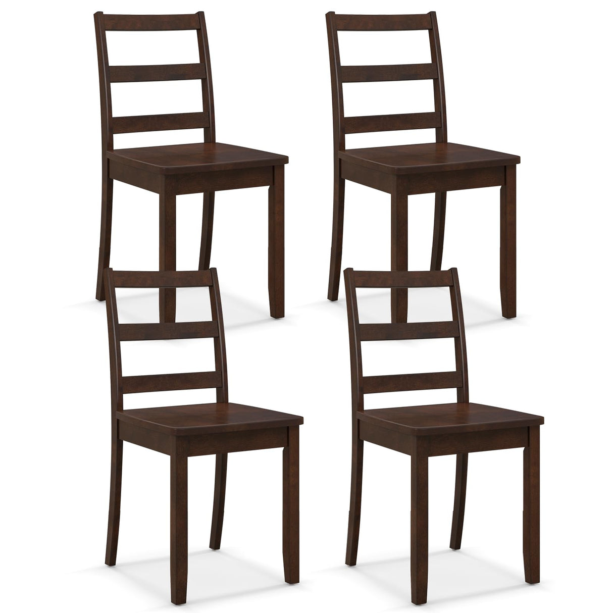 Giantex Wood Dining Chairs Set of 4 Walnut- Wooden Armless Kitchen Chairs with Solid Rubber Wood Legs, Non-Slip Foot Pads, Max Load 400 Lbs, Farmhouse Style High Ladder Back Dining Room Chairs Giantex