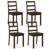 Giantex Wood Dining Chairs Set of 4 Walnut- Wooden Armless Kitchen Chairs with Solid Rubber Wood Legs, Non-Slip Foot Pads, Max Load 400 Lbs, Farmhouse Style High Ladder Back Dining Room Chairs Giantex