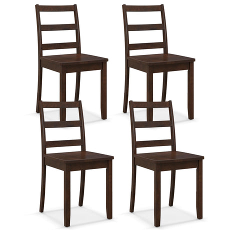 Giantex Wood Dining Chairs Set of 4 Walnut- Wooden Armless Kitchen Chairs with Solid Rubber Wood Legs, Non-Slip Foot Pads, Max Load 400 Lbs, Farmhouse Style High Ladder Back Dining Room Chairs Giantex