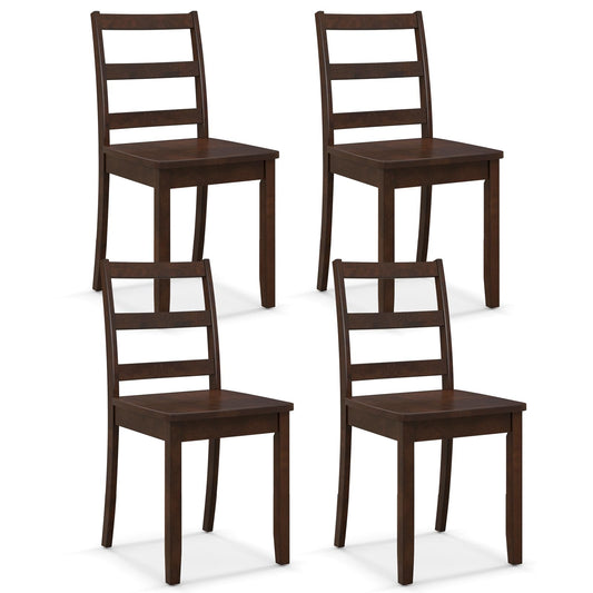 Giantex Wood Dining Chairs Set of 4 Walnut- Wooden Armless Kitchen Chairs with Solid Rubber Wood Legs, Non-Slip Foot Pads, Max Load 400 Lbs, Farmhouse Style High Ladder Back Dining Room Chair - WoodArtSupply