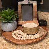 LJY&V Wood Bead Garland with Jute Tassels, 32 inches Farmhouse Beads Tassels for Home Curtain Wall Hanging Rustic Country, Natural Cute Wooden Bead Tassels Prayer (2Pcs), Beige LJY