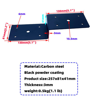 4 PCS Heavy Duty Steel Z Brackets 6" Post to Beam Support,Double Angle Channel Profile Corner Brace for Wood Shelves Fixing Lumber Connector Pergola Hardware Brackets,Thickness 3mm and Black - WoodArtSupply