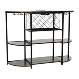 Jiabailie Wine Rack Table with LED Light,Metal Coffee Bar Cabinet with Outlet,Floor Bar Cabinet for Liquor and Glasses,FreeStanding Sideboard for Home Kitchen Dining Room Jiabailie