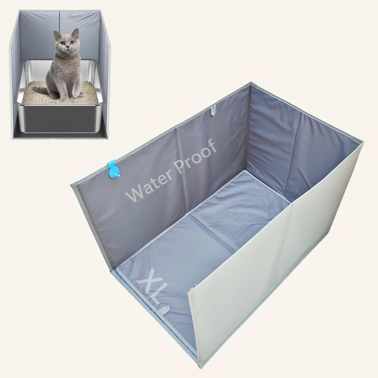 GesomePurrz Extra Large Cat Litter Box Enclosure, Open Top High Side Splash Guard for Litter Box, Waterproof Pee Shield for Cat Litter Boxes Gesomepurrz