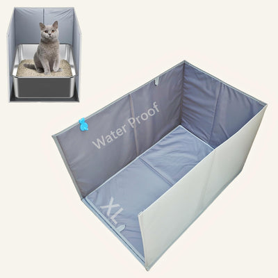 GesomePurrz Extra Large Cat Litter Box Enclosure, Open Top High Side Splash Guard for Litter Box, Waterproof Pee Shield for Cat Litter Boxes