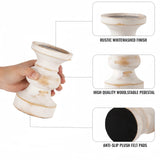 CedarLux Rustic Pillar Candle Holder, 6 Inch White Wooden Candlestick Holders, Farmhouse Candle Stands for Pillar Candle,Decorative Wood Candlestick Holders for Living Room, Table Centerpiece CEDARLUX