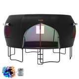 jumpfly 14FT Trampoline Tent for Kids(Tent Only), Fit for 6 Curved Poles Round Trampoline, Trampolien Shade Cover with LED Light, Outdoor Trampolien Accessories, Anti-Tear, Black jumpfly