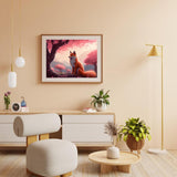 HMDIIMGE Fox Diamond Painting Kits, Diamond Art Animal Kits for Adults, Full Round Drill Cherry Blossom Gem Art Kits, for Room Decor Wall Decor 12x16 inch HMDIIMGE