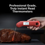 ThermoMaven ProfessionaI Meat Thermometer Digital, 3X Faster 0.5 Sec Instant Read, NIST Certified Accuracy ±0.5°F, 100% Waterproof Probe, Auto-Rotate Bright Indicator, for Candy/Grill/BBQ, Red & Gray ThermoMaven